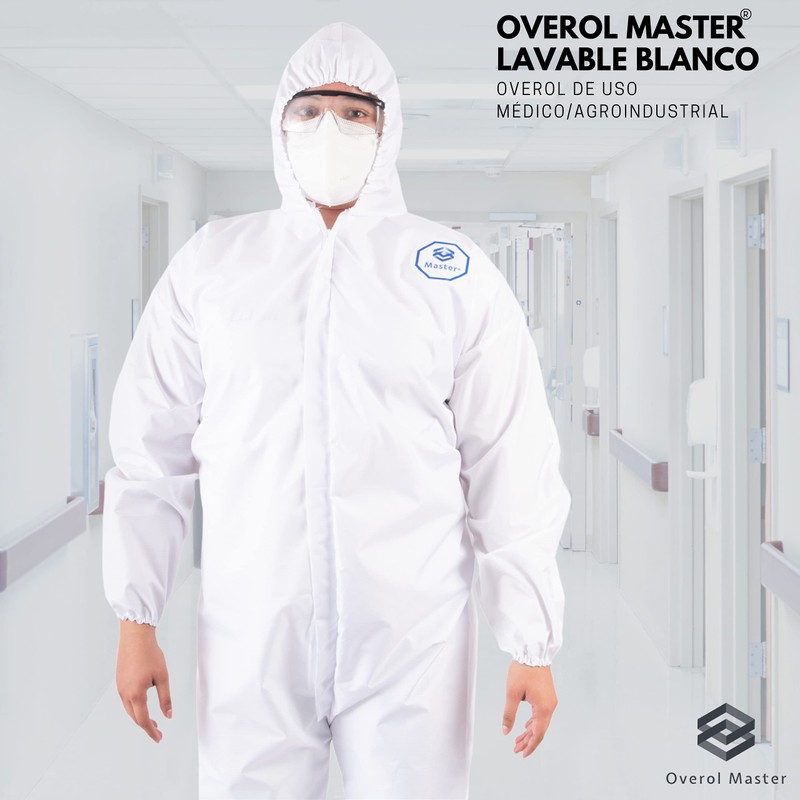 Overol Master - Overol Lavable Impermeable Comodo (Blanco, M)