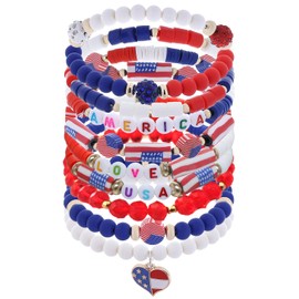 Cooluckday Heishi Surfer Bracelets for Women Vsco Boho Beaded Bracelet Friendship Polymer Clay Rainbow Bracelet Stack Vinyl Disc Stackable Bracelet, 7.9 inches, Stone, created alexandrite