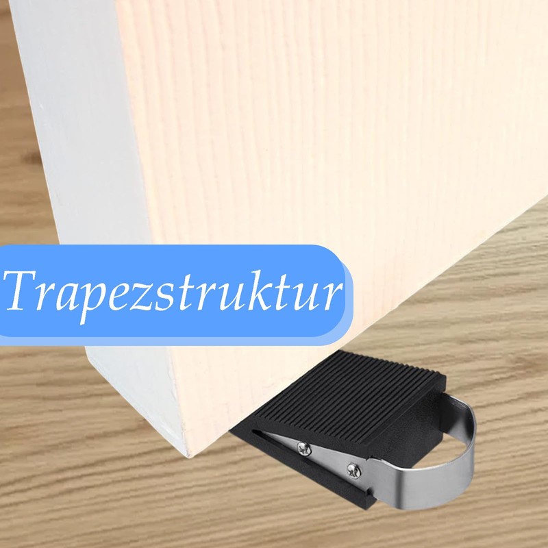 Black Door Wedge Rubber Set, 2 Pieces, Stackable Door Stops,