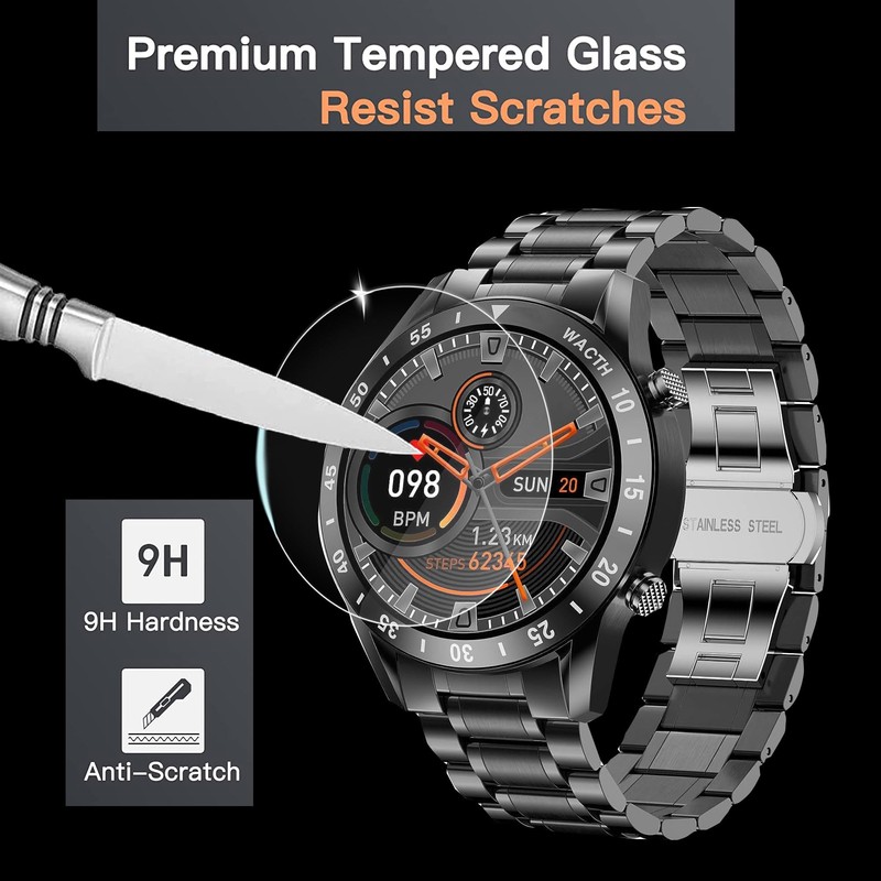 Lamshaw Universal Round Watch Screen Protector, [3 Pack] 9H Tempered