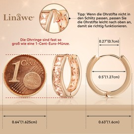 Linawe Small Hoop Earrings, Piercing Ring, Helix Earrings, Nickel-Free Jewellery, Women, Gold, Rose Gold, Silver, Mini Hoop Earrings, Copper Brass, Moissanite