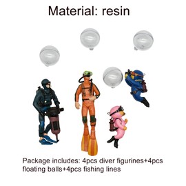 Pinenjoy 4Pcs Floating Scuba Diver Fish Tank Decorations Blue Pink Miniature Aquanaut with Camera Well-rig Cute Resin Craft for Aquarium Ornament Accessories