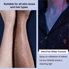 Body Glitter Spray for Hair and Body - Clothes and Body Glitter Spray - Quick Drying Long Lasting Glitter Hairspray for Music Festivals Stage Makeup Holiday Bash Hair and Face 4.22 Fl OZ