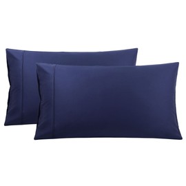 PiccoCasa Pillowcases 2 Pack Cotton Pillow Cases with Zipper Closure Soft & Comfortable Pillow Cases 50x90cm Navy Blue
