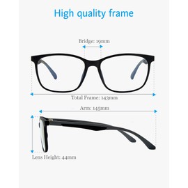 ANRRI Blue Light Blocking Glasses Anti Eyestrain Lens Lightweight Black Grey Frame Eyeglasses Men/Women