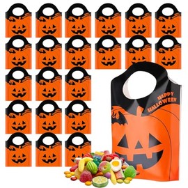 100 Bolsas de Dulces de Halloween, Bolsas de Regalo de Halloween, Bolsas de Galletas Portátiles de Calabaza para Fiestas, Calabaza de Halloween, para 