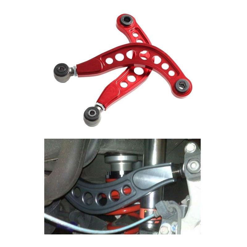 BLACKHORSE-RACING 2PCS Rear Adjustable Upper Camber Kit Red Compatible with