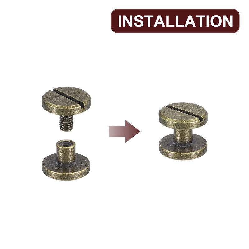 sourcing map 30Pack Brass Chicago Screws, 3x10mm Flat Head Screw