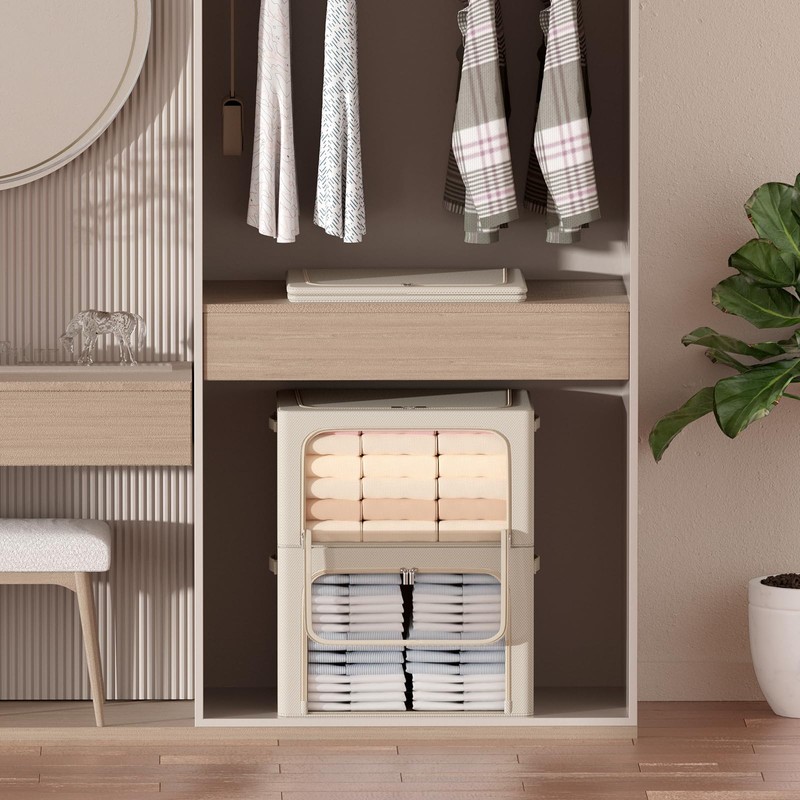 3Pack Frame Storage Box - Clothes Storage Bin Bags Oxford