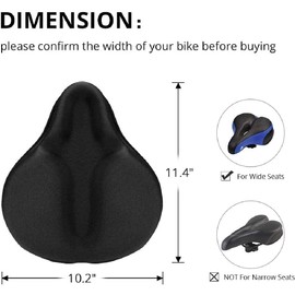 Large Gel Bike Seat Cover, Bike Seat Cushion for Peloton Bike, Bicycle Seat Cover Stationary Bike Seat Cushions for Men Comfort Fits Cruiser, Spinning, Indoor Cycling