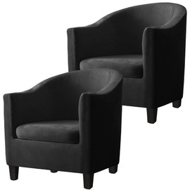 SHENGYIJING 2 Piece Velvet Tub Chair Covers for Armchairs,Spandex Tub Chair Slipcovers,Stretch Tub Chair Slipcover Furniture Protector Cover Sofa Slipcover for Tub Chair (Dark Grey, 2)