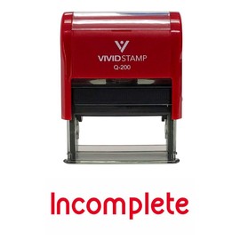 Incomplete Teacher Self Inking Rubber Stamp (Red Ink) - Medium 2 Pack