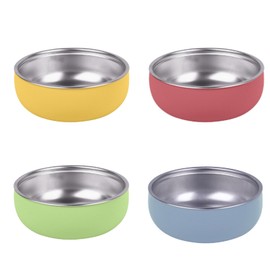 OKAY ORANGE Stainless Steel kids Plates and Bowls Set with 2 in 1 Unbreakable Toddler Bowls Set & Dinnerware - Non-Toxic Baby bowls for Cereal, Soup (5", BPA Free, Dishwasher Safe) - 4Pack