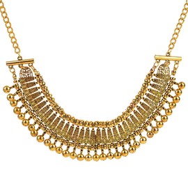 LUREME Vintage Engraved Coin Bib Statement Necklace Clavicle Necklace (01003295), Zinc, Zircon
