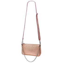 SH Leder Jennie G323 Real Leather Shoulder Bag Handbags Clutch Small Bag Evening Bag 23 x 13 cm, Rose-Gold, Small