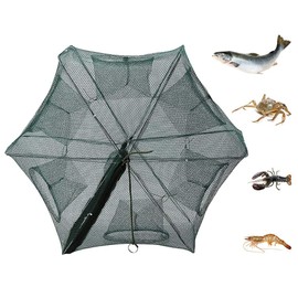 Hominas Fishing Net, 6 Hole Trap for Fishing, Foldable Fishing Net Trap, Nylon, Foldable Crab Fish Trap, Cast for Catching Fish, Shrimp, Crab, Crawfish