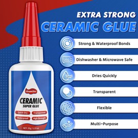 Ceramic Glue, Best Super Glue for Ceramic, Porcelain, Pottery and China Repair - Ultra Strong, Waterproof, High Temperature Resistant, Food Grade Adhesive for Mugs and Dishes, Tiles, Crafts, and More