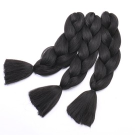 24"/60CM Braiding Hair Extension Synthetic Crochet Hair [Weight: 300g] [Natural Black] 3PCS Hair Braids Heat Resistant For Ladies