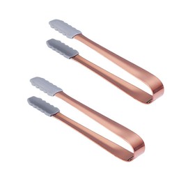 Mini Serving Tongs Stainless Steel Appetizer Tongs Sugar Tongs Ice Tongs with Anti-slip Silicone (Rose Gold)