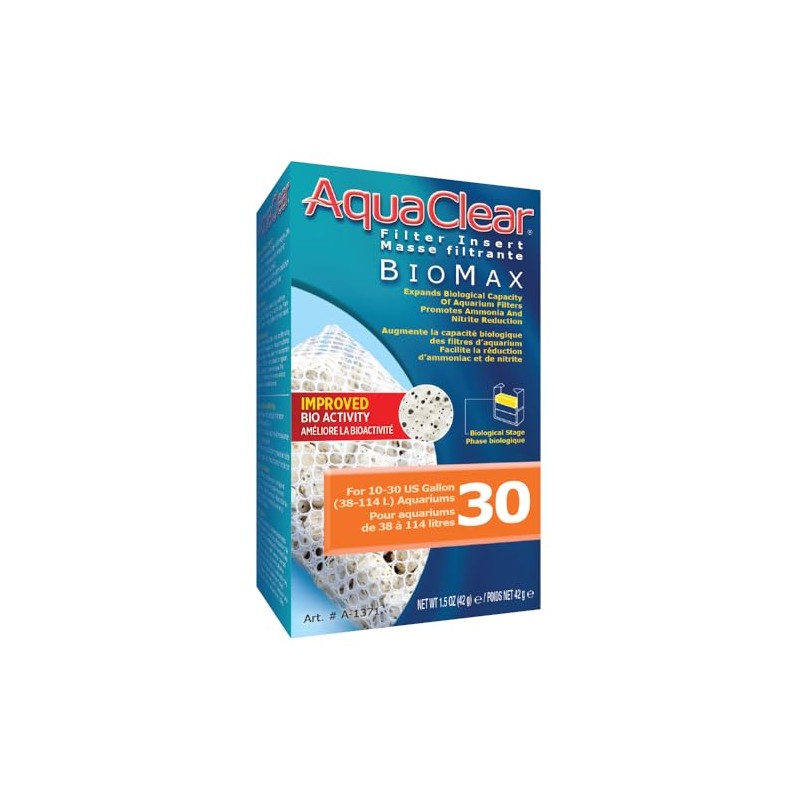 Aquaclear A1371 30-Gallon Biomax, 65g (2.3OZ) , White