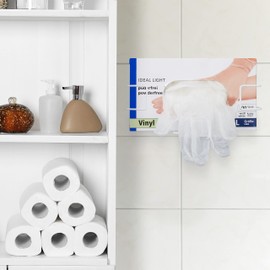 Relaxdays Glove Dispenser, Set of 2, Glove Holder, for Disposable Glove Boxes, HBT 10 x 27.5 x 8.5 cm, Iron, White, 100%