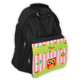 Elsa Name Backpack with Beautiful Owl Design for Girls, black