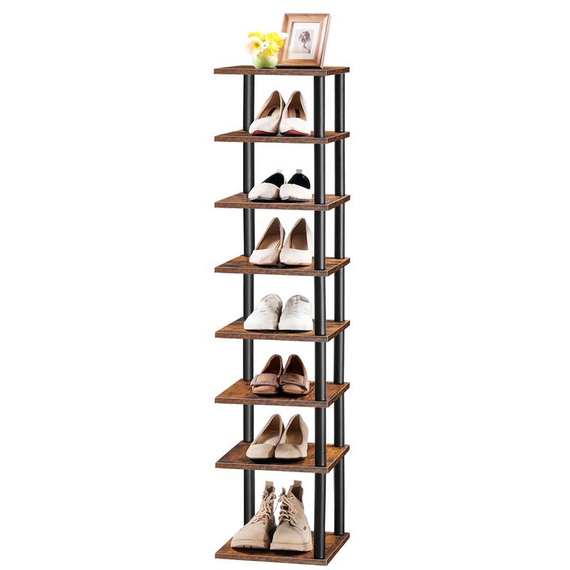 HOOBRO Vertical Shoe Rack, 8-Tier Narrow Shoe Shelf, Shoe Storage