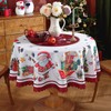 auons Christmas Tablecloth Round 60 Inch, Snowflake Santa Claus White
