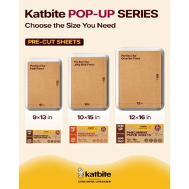 Katbite Parchment Paper Sheets Pop-Up 200 PCS, 12x16 Inches Precut Unbleached Baking Parchment, Extra Strong, Non-stick, Non-toxic, Heavy Duty Flat Baking Paper for Oven, Cooking, Grilling, Air Fryer