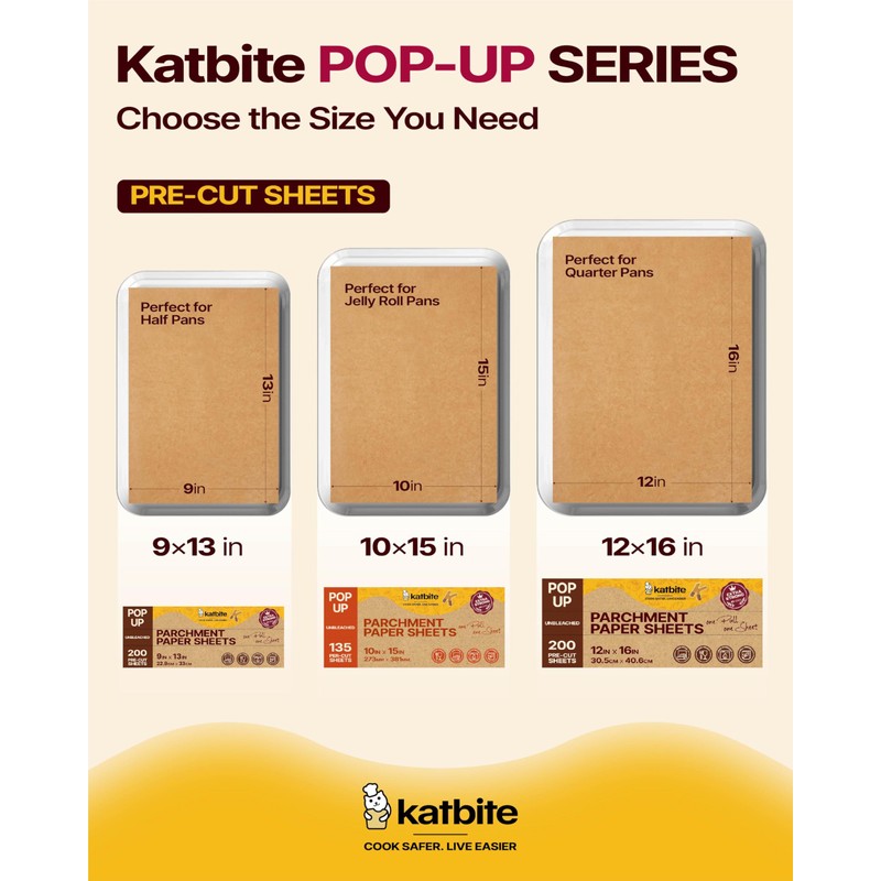 Katbite Parchment Paper Sheets Pop-Up 200 PCS, 12x16 Inches Precut