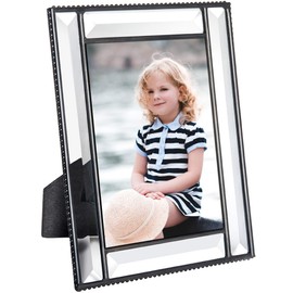 Beveled Glass Picture Frame Easel Back 4x6 Photo Frame Wedding Anniversary Engagement Graduation Gift Home Decor Clear J Devlin Pic 354-46HV (4x6)