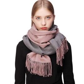 RIIQIICHY Ladies Scarf Gifts for Women Winter Scarves Wraps Pashmina Shawl Warm Large Cashmere Scarf Pink Grey