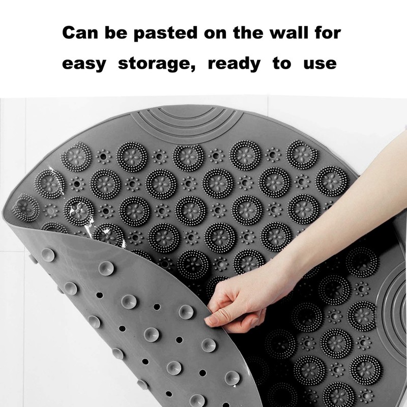 Round Shower Mat, Round Non-Slip Bath Mat With Suction Cup,
