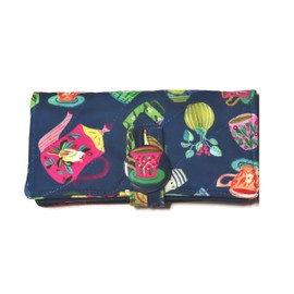 Tea Bag Wallet, XL, Featuring Tea Cups and Flowers, Twelve Pockets, Nothing Falls Out, Secure Hold Tea Bags, Includes 4 Tea Bags, Quilted Handmade, Your Choice of Fabric
