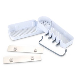 Maximex Corner Storage Basket with Swivel Joint No Drilling - Universal Rotating Corner Shelf No Drilling with 2 Storage Baskets, Plastic (ABS), 33 x 14 x 33.5 cm, White