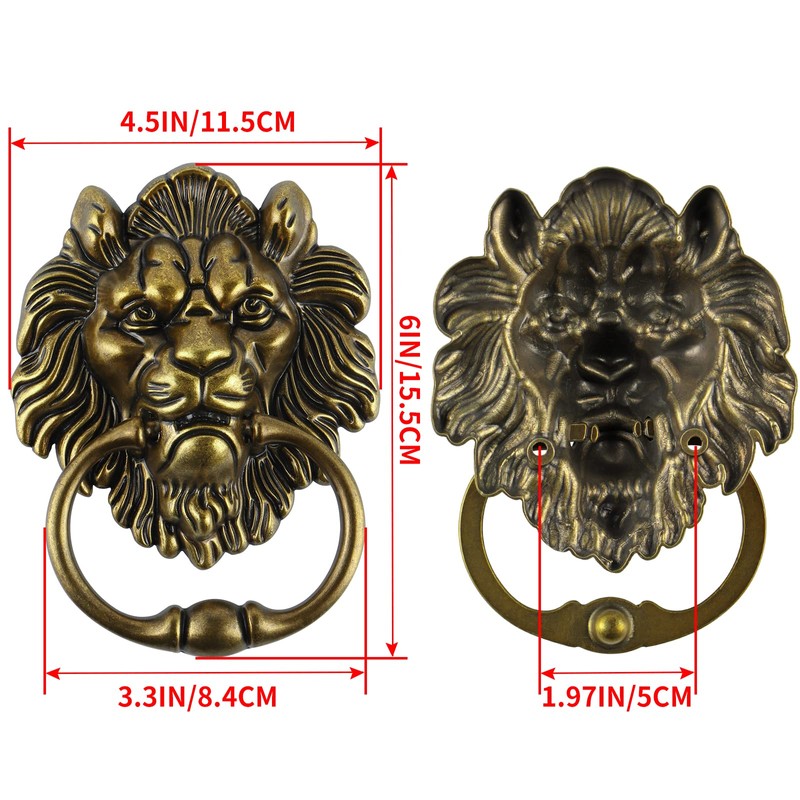 MOLIGOU Lion Head Door Knocker, 6 Inch Decorative Front Door