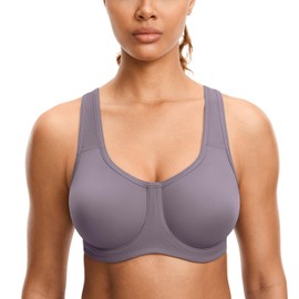 SYROKAN Sujetador Deportivo con Aros de Alto Impacto sólido MAX Control para Mujer Gris Brumoso 42DD