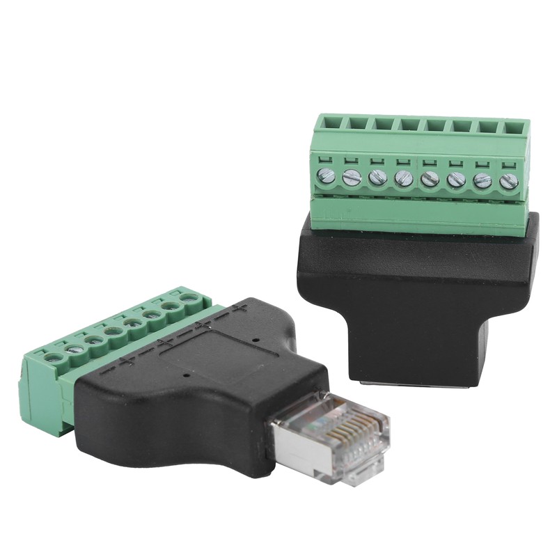 2pcs RJ45 Female Male to Screw Terminal 8 Pin CCTV