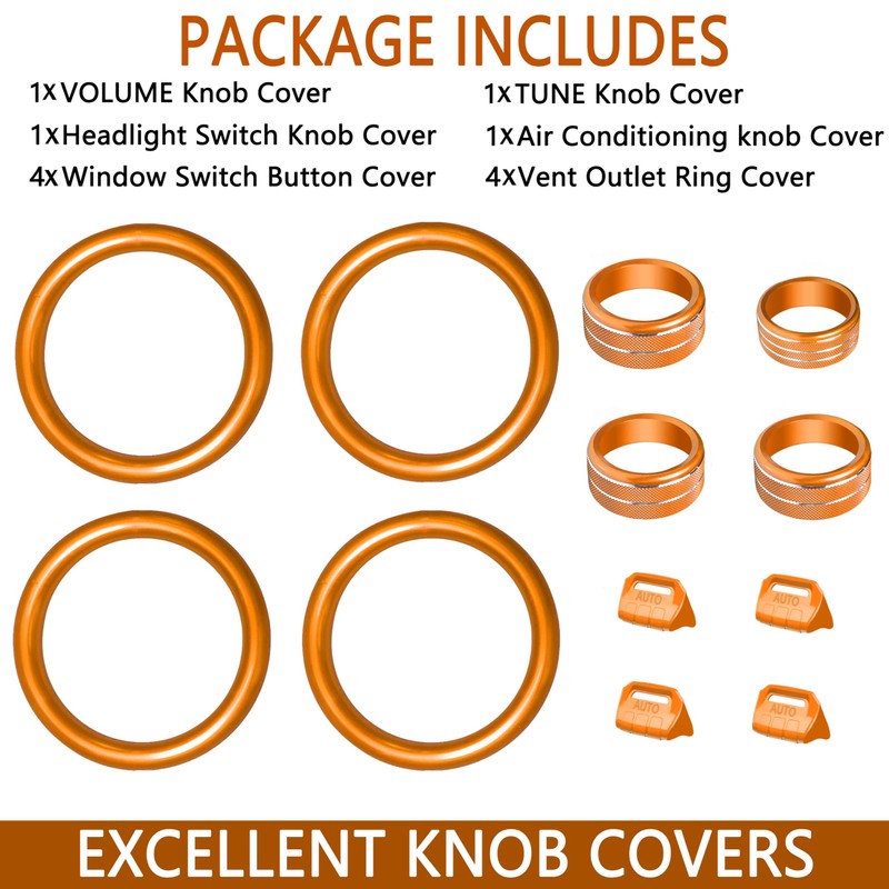 SENSHINE AC Knob Cover Vent Outlet Trim Ring for Jeep