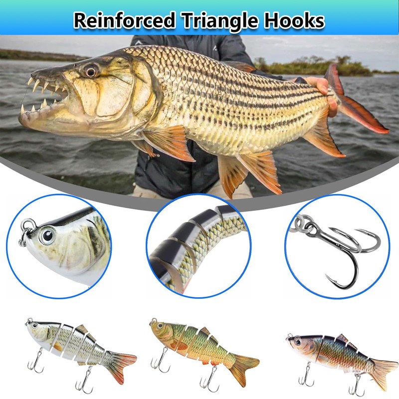 Icetop 3Pcs Pike Lures Set,3D River Fishing Tackle for Freshwater