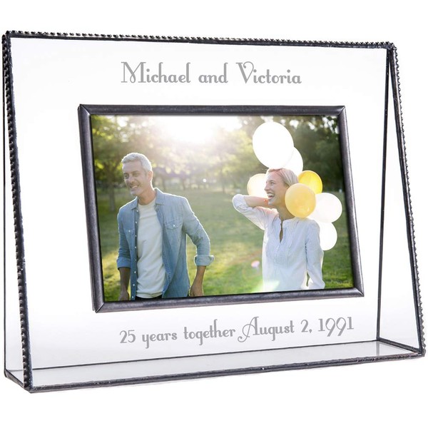 J Devlin Pic 319-57H EP555 Personalized 25th Wedding Anniversary Picture Frame Clear Engraved Glass 5 x 7 Photo Gift