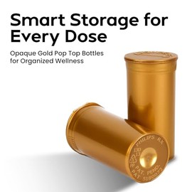 Human Objects Botellas Píldoras Dram Pop Parte Superior 315 Unidades Oro Opaco Organizadores Granel Gomitas Medicamentos Vitaminas Aceite Pescado