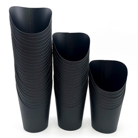 KINGZHUO 50 Pcs French Fry Holder 14oz Paper Charcuterie Cups Take-out Party French Fry Cups Disposable Food Cones Waffle Paper Popcorn Boxes Holder Wedding Food Trays Paper Cones for Food (Black)