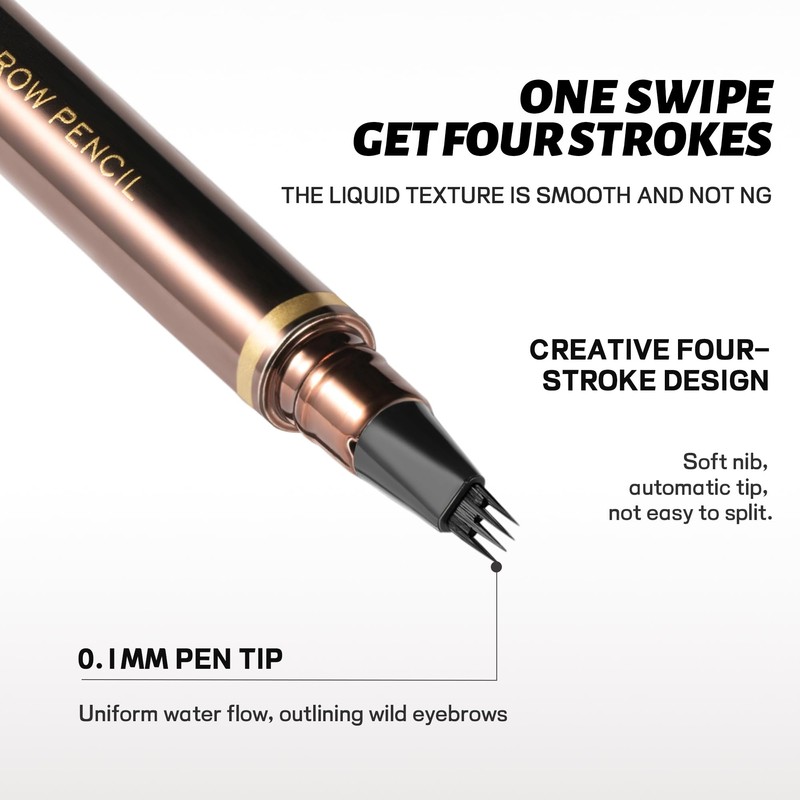 2 Pack 4-Tip Microblading Eyebrow Pen with 2 Brow Brushes,