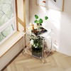 Bkemiy Clear Acrylic Side Table, 2-Tier End Table for Living