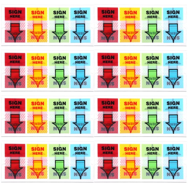ElevateTech 600 Pcs Sign Here Stickers, Colored Tabs Easy to