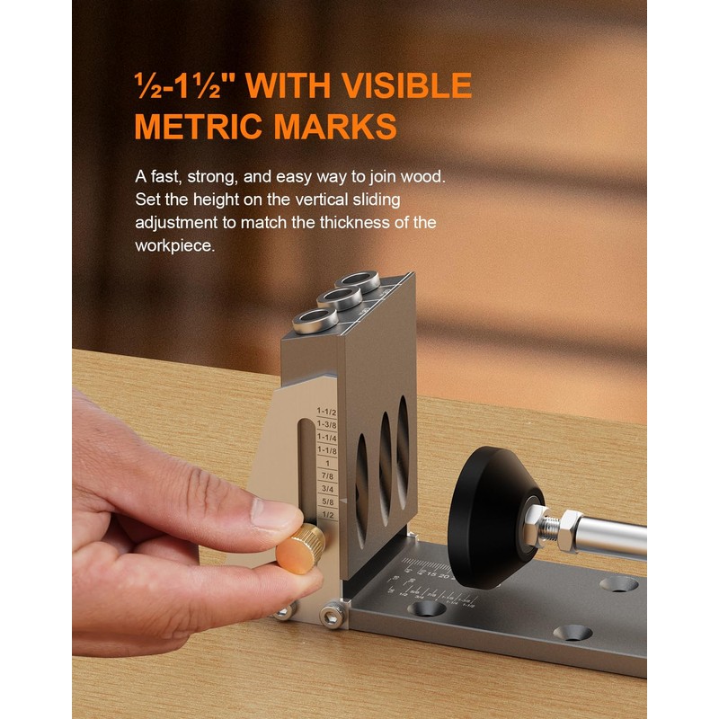 Kolvoii Pocket Hole Jig, Professional Adjustable Pocket Screw Jig for