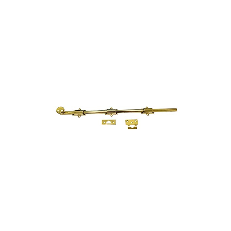 QCAA Solid Brass Dutch Door Bolt, 18", Polished Brass Lacquered,