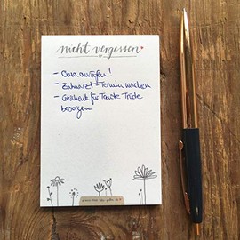 Set of 4 mini notepads for tasks, memos as tear-off pad - don't forget, notes, shopping list, 50 sheets, A7 recycled paper, climate-neutral, gift for employees, shares, children, white beige