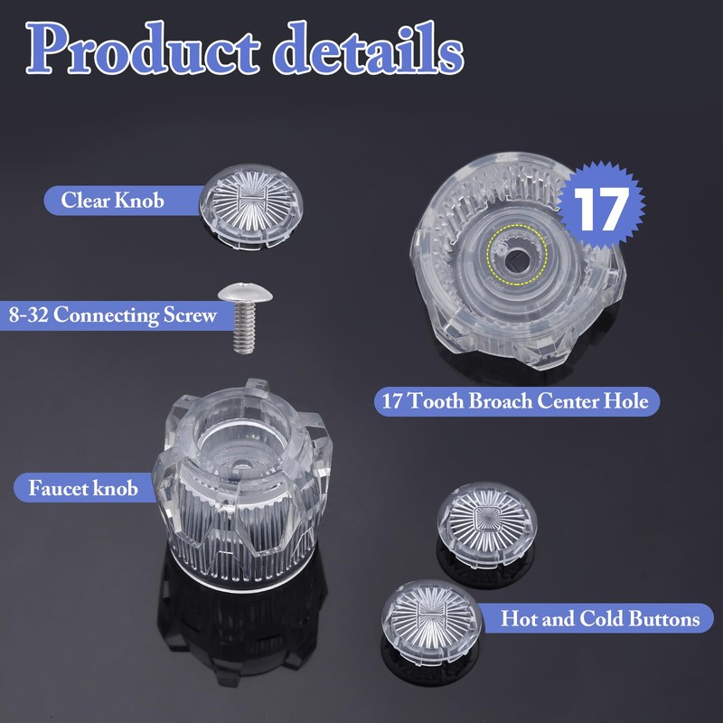 hansengroe Shower Knob Replacement with 17pt Point Broach fit for